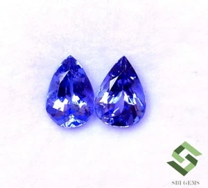 10x7 mm zertifizierter natürlicher Tansanit Birnenschliff Paar 4,46 cts facettierte lose Edelsteine - Bild 1 von 8