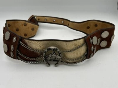 Argentinian Handmade Pony Belt Argentinian Coins & Horse Shoe  Medallion Vtg - Image 1 of 4