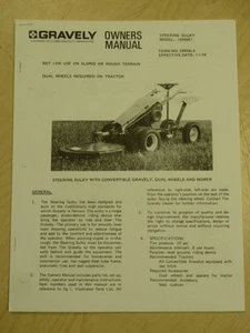 GRAVELY STEERING SULKY OWNERS MANUAL MODEL # 15590E1 - Picture 1 of 1