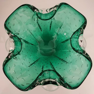 Gigantische XXL Muranoglas Schale Vase SEGUSO 3,3 kg Kleeblatt meerwassergrün - Bild 1 von 4