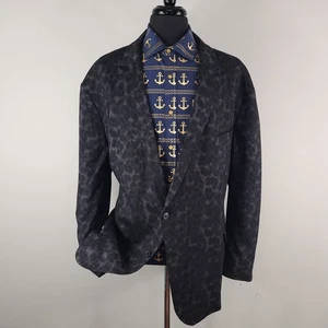 JF J Ferrar Blazer Mens 3XL 56R Black Leopard Print Big & Tall Sport Coat Jacket - Picture 1 of 13