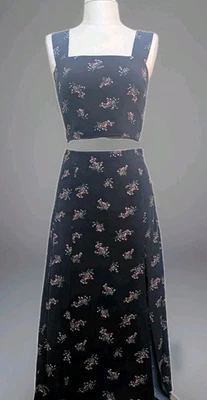 Abercrombie & Fitch Conjunto Floral Dos Piezas Top Corto Maxi Falda Talla S Coqueta  Foto 1 de 4