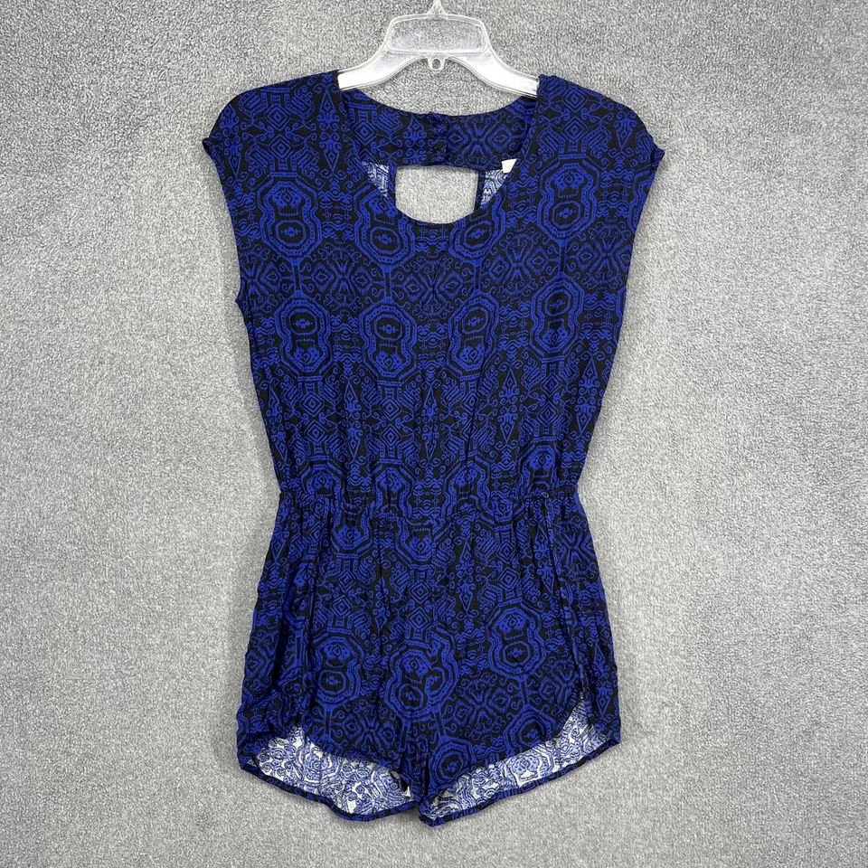 Ambiance Apparel Romper Womens Small Geometric Print Keyhole Back Rayon Jumpsuit - Image 1 of 4