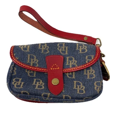 De Colección Y2K Dooney & Bourke Firma Denim Rojo Muñequera Cuero Cartera Bolso sin asas EE. UU. Foto 1 de 4