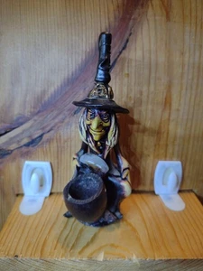 VINTAGE PIPE Ceramic Wood WIZARD WITCH CAULDRON PIPE Collector - Picture 1 of 8