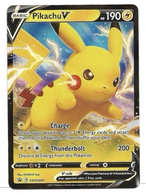 Pikachu V SWSH061 SWSH: Sword & Shield Promo Cards Holo Pokemon TCG - NM - Image 1 of 2