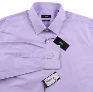 NEU Hugo Boss Lavendel Baumwolle Knopfleiste Hemd scharfe Passform 17 32/33 - Bild 1 von 10
