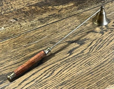 Vintage Brass Bell Candle Snuffer With Wood Handle - Image 1 of 3