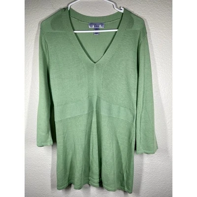 Camisa feminina NINE&CO By Nine West verde musgo média manga 3/4 gola VN - Imagem 1 de 4