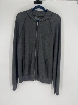 Banana Republic Hombres Carbón Oscuro SUPIMA Algodón Bombardero Suéter Chaqueta Talla L Foto 1 de 3