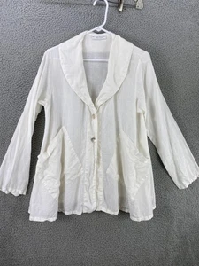 Bryn Walker Jacket Womens XS White 100% Linen Made in USA Shawl Collar Pockets - Picture 1 of 8
