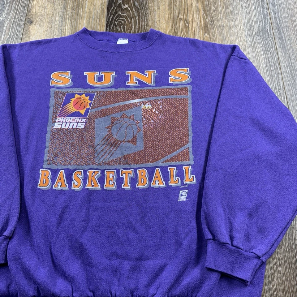 Moletom masculino vintage Phoenix Suns XXL roxo logotipo 7 NBA Team anos 90 EUA suéter - Imagem 1 de 4