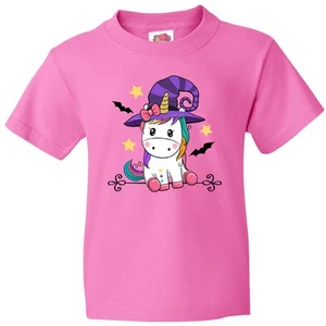 Inktastic Halloween Girls Unicorn Witch Outfit Youth T-Shirt Clothing Holiday - Picture 1 of 7