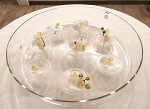MURANO BARBINI, large clear glass centerpiece with 8 floats - Picture 1 of 5