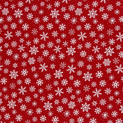 SWAFING STOFFE 0,5m winterlicher Canvas Wiebke, Schneeflocken rot, 573637 (12,90 EUR/m)