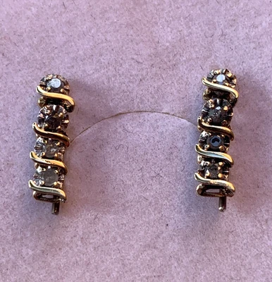 SUPERBE PAIRE BOUCLES D'OREILLES JOAILLIER EN OR BLANC 9 ET 18 CARATS + DIAMANTS - Imagen 1 de 4