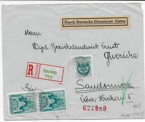 Einschreiben Ungarn Rakoshegy nach Sandomierz (Generalgouvernement) mit Zensur - Bild 1 von 2