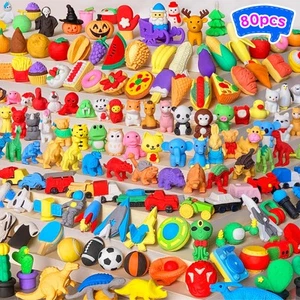 80 Stck. Tier Radiergummis Schreibtisch Haustiere für Kinder Klassenzimmer Preise Spaß Cooles 3D-Puzzle... - Bild 1 von 8