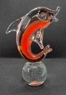 Murano Glasfigur Delphin Figur Skulptur   Kristallglas Glaskunst Deko  - Bild 1 von 4