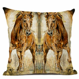 HORSE & WESTERN GIFTS HOME DECOR OLD MIRRORED HORSES CUSHION COVER 18 inch 45cms - Picture 1 of 1