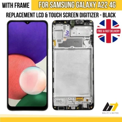 BOLTIFY LIMITED For Samsung Galaxy A22 (4G) A225 Touch Replacement LCD Screen Display With Frame