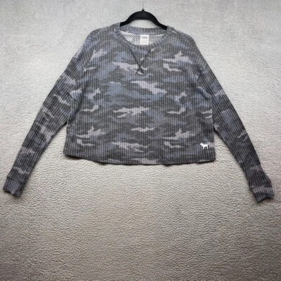 Suéter ROSA Victorias Secret Mujer Azul Corto Camuflaje Manga Larga Talla XS Foto 1 de 4