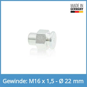 DIN 3404 M22 M16 x 1,5 Stahl verzinkt mit Stabventil Flachschmiernippel - Picture 1 of 1