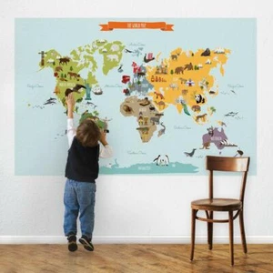 Children's World Map Poster Sticker - Picture 1 of 12