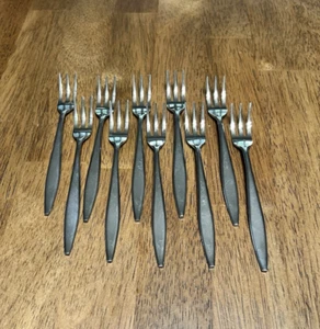 Seafood Cocktail Forks Set 10 AMC VENICE Stainless Steel Japan Satin Finish MCM - Picture 1 of 5