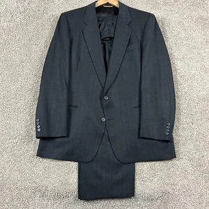 Vintage Hart Schaffner Marx Gold Trumpeter 46L 38x30 Charcoal Suit Jacket Pants - Picture 1 of 21