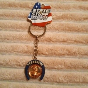 Tennessee Lucky Penny Horseshoe Spinner Keychain New - Picture 1 of 2