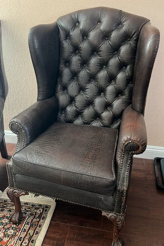 Vintage Leather Wingback Arm Chairs BG INDUSTRIES, INC. TIMELESS HEIRLOOM Cover
