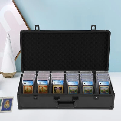 222 PSA Graded Card Storage Box 6 Slots Sports Card Holder Case w/ 2 Keys Lock ? - Image 1 of 4