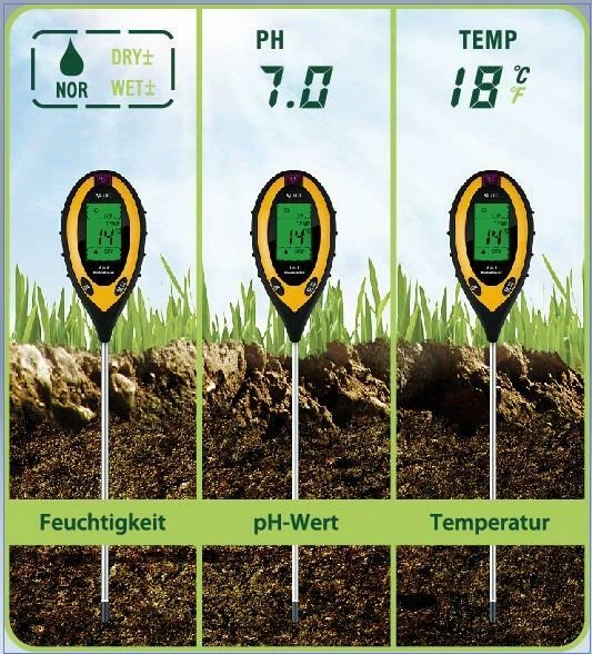 Bodentester  Bodenmessgerät ph-Wert Feuchtigkeit Temperatur X4-LIFE 4-in-1 - Bild 1 von 1