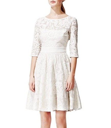 OFF WHITE Abito bianco burnout crema Reiss color pizzo flare 12 Serena