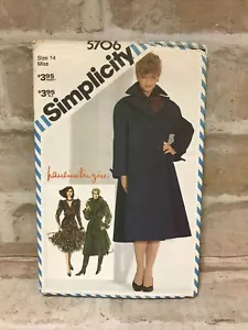 Simplicity 5706 VTG Sewing Pattern Pauline Trigere ~ Coat, Dress, Scarf belt - Picture 1 of 6
