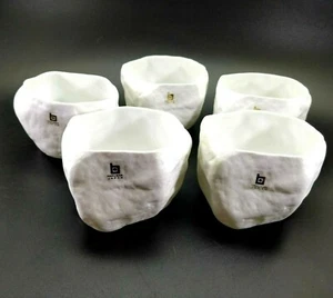 VTG Hakusan Pottery Ware Glaze Crinkled Mug Fine Porcelain Japan M. Ijima 5 pcs - Picture 1 of 12