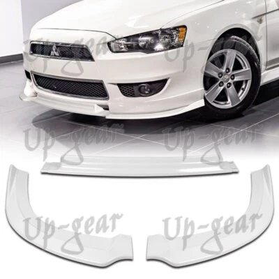 适用于 2008 - 2015 三菱 Lancer RA 风格彩绘白色前保险杠剧透唇 — 第 1/4 张图片