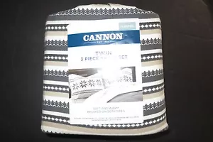 Cannon Flannel Sheet Set Aisle stripe pattern TWIN size NIP - Picture 1 of 4