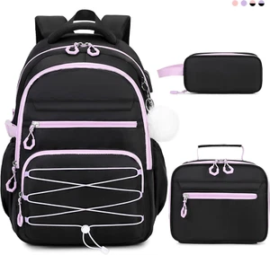 Backpacks for Girls, 3 PCS Girls Backpack with Lunch Box, Pencil Cace Set for Te - Picture 1 of 12