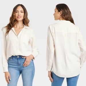 XL - Womens Long Sleeve Button-Down Shirt - Knox Rose - Ivory - Picture 1 of 7