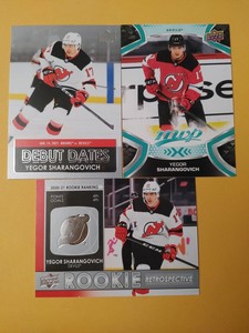Yegor Sharangovich New Jersey Devils 3 Card Lot Retrospective Rookie Debut Dates