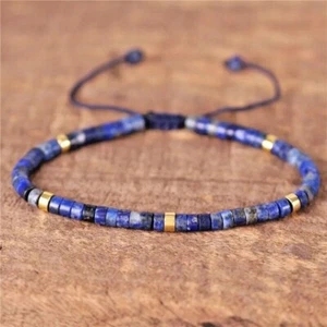 Lapis Lazuli Bead Healing Empath Protection Dainty Minimalist Women Men Bracelet - Picture 1 of 3