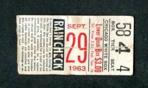 Jim Landis White Sox Baseball Lower Deck Box Game Used Ticket Stub Sep 29th 1963 - Picture 1 of 2