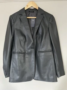 Marks and Spencers Faux Leather Tailored Single Breasted Blazer Jacket NEW - Picture 1 of 24
