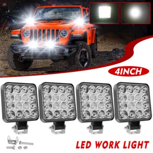 4pcs 48W Spot Work LED Light Bar Square Lamp Driving Offroad SUV Car Truck Slim - Picture 1 of 9