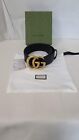 Brand New Gucci Unisex Black Leather Metal Double G Buckle Belt