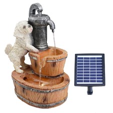 FONTANA Solare da Giardino Esterno Acqua Caratteristica Statua LED Decorazione Casa Cucciolo