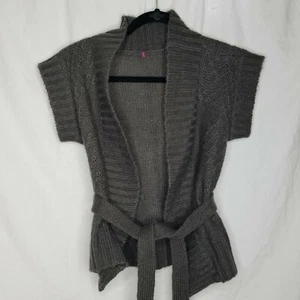 Girls Epic Threads Open-Front Cardigan Sz XL Charcoal Gray Knit Belted  - Picture 1 of 7