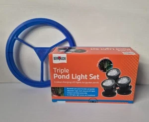 Bermuda Pond Triple Light Set 3 LED Multicolour Dusk/Dawn **FREE FEEDING RING** - Picture 1 of 5
